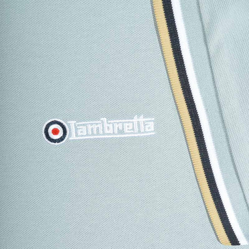 Lambretta Target Logo 3 Button Triple Tipped Pique Polo Shirt Sky Blue - Image 4