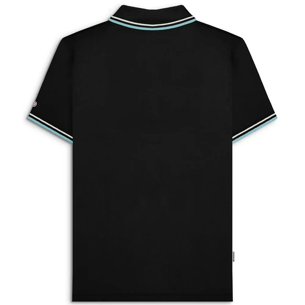 Lambretta Target Logo 3 Button Twin-Tipped Pique Polo Shirt Black / Sky / White - Image 2