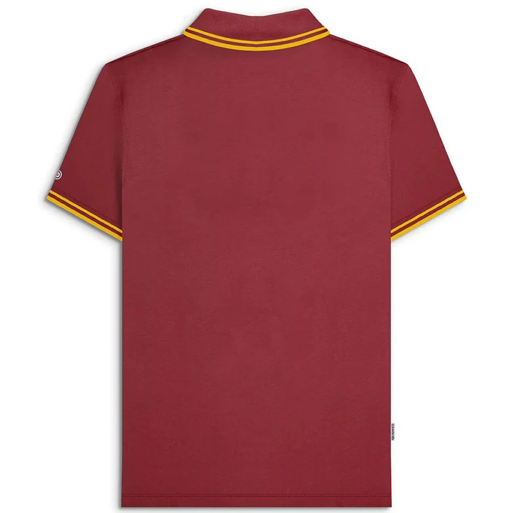 Lambretta Target Logo 3 Button Twin-Tipped Pique Polo Shirt Burgundy / Gold - Image 2