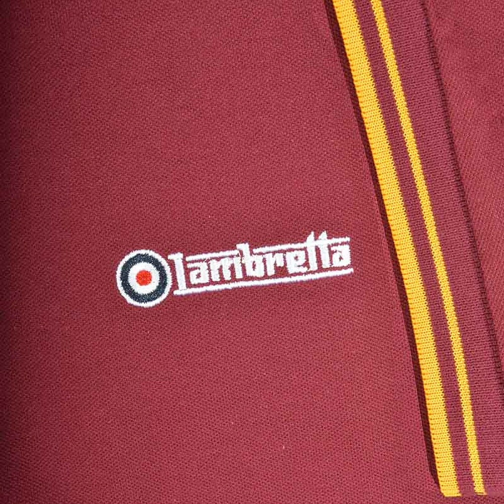 Lambretta Target Logo 3 Button Twin-Tipped Pique Polo Shirt Burgundy / Gold - Image 4