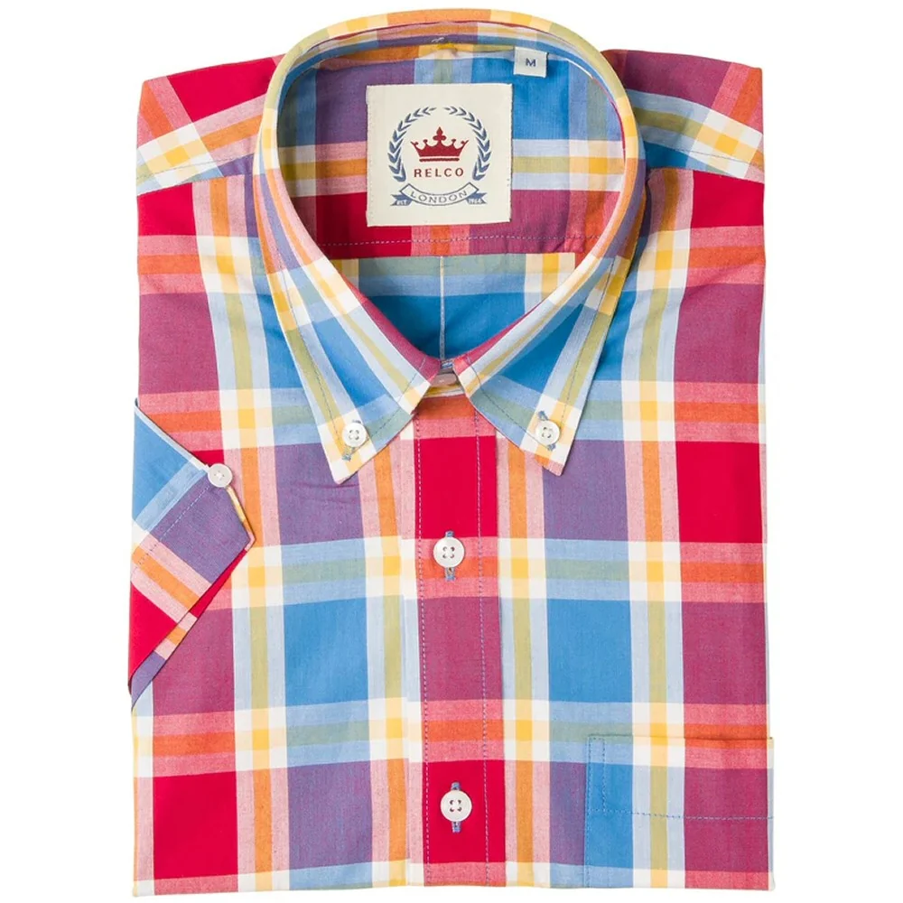 Relco Button Down Check Short Sleeve Shirt Multi - Image 2