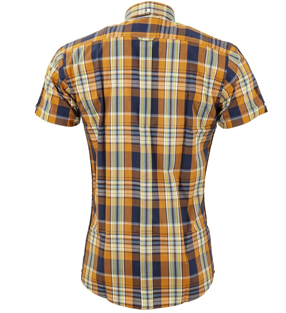 Relco Button Down Check Short Sleeve Shirt Orange - Image 2