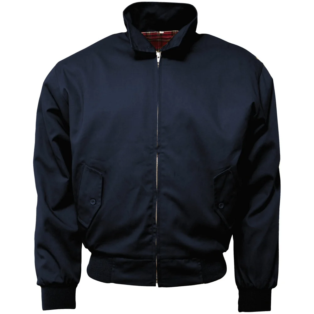 Relco Classic Red Tartan Lined Harrington Navy Blue