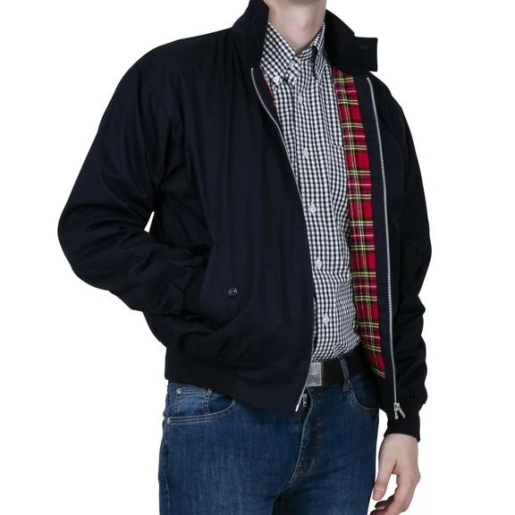 Relco Classic Red Tartan Lined Harrington Navy Blue - Image 4