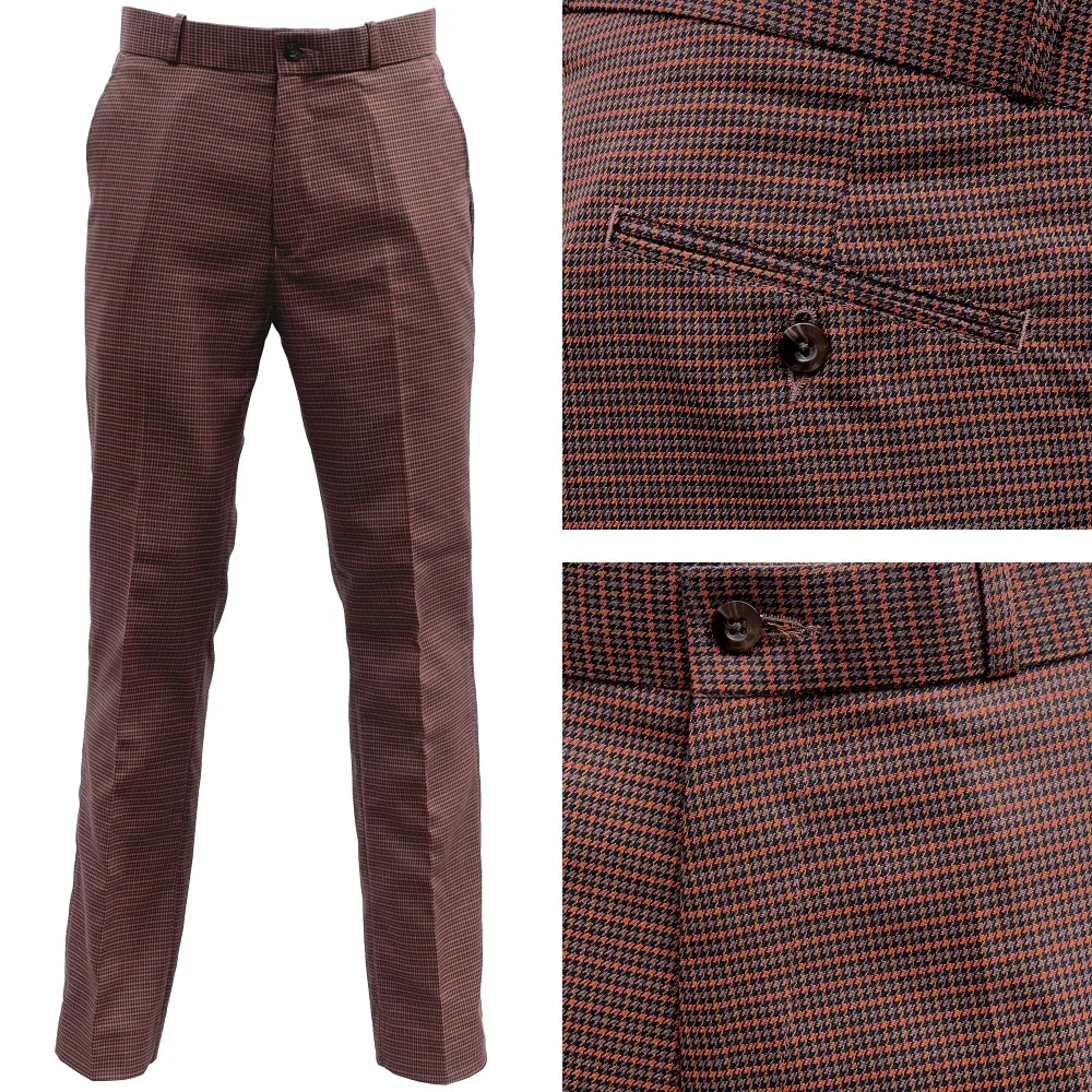 Relco Mod 60's Retro Trousers Tweed Brown Check