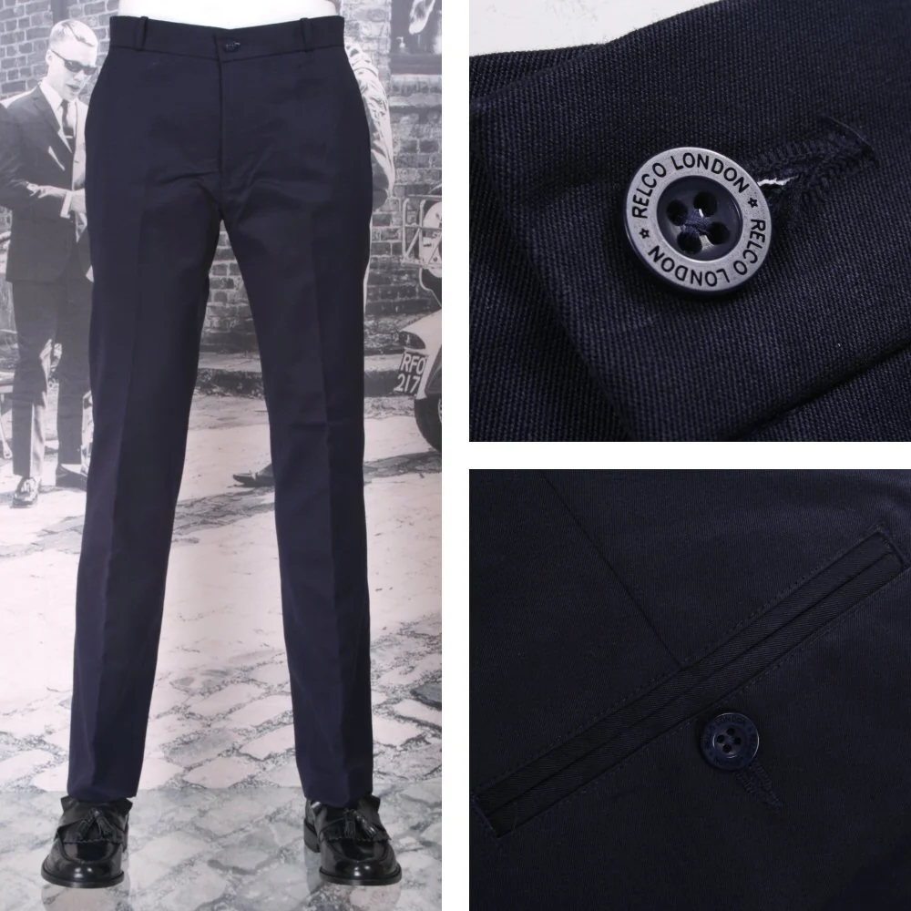 Relco Mod Retro Sta Press Trousers Navy / Burgundy / Black / Khaki - Image 8