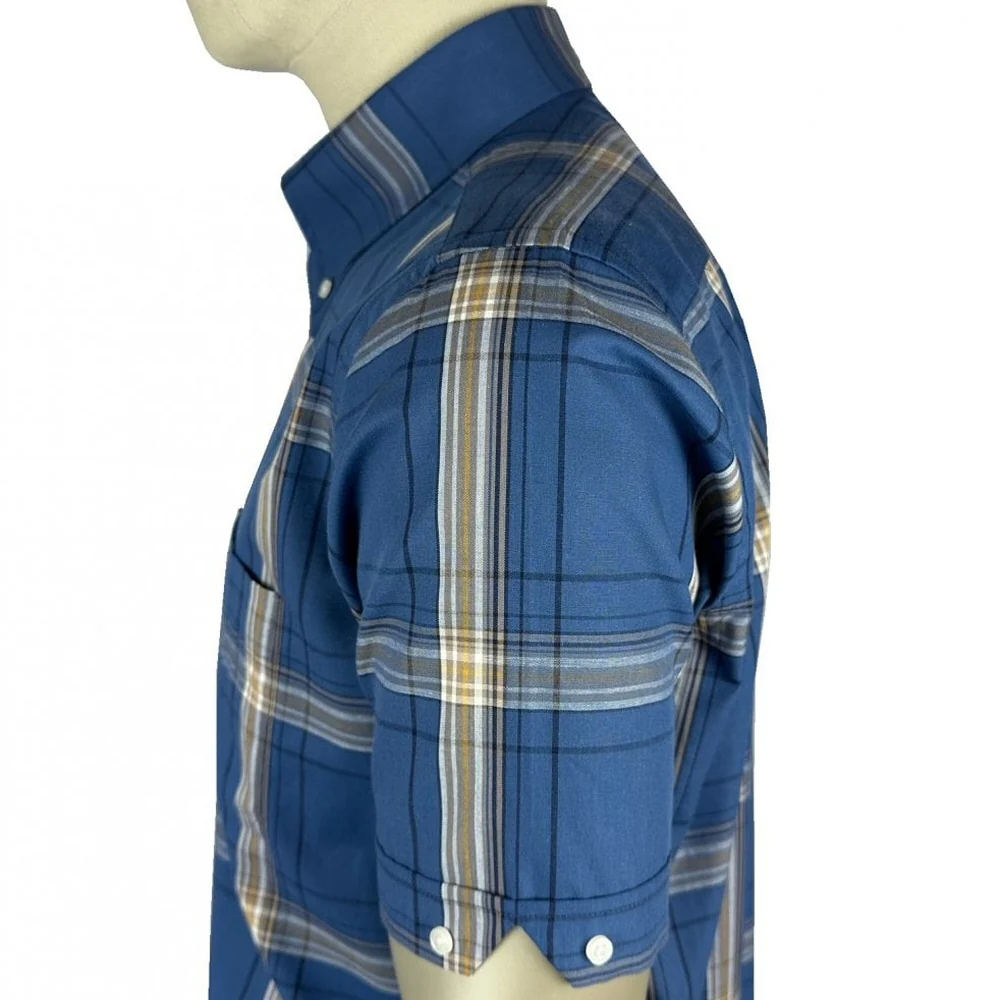 Trojan Records Classic Large Check Shirt With Pocket Square Cobalt - Image 4