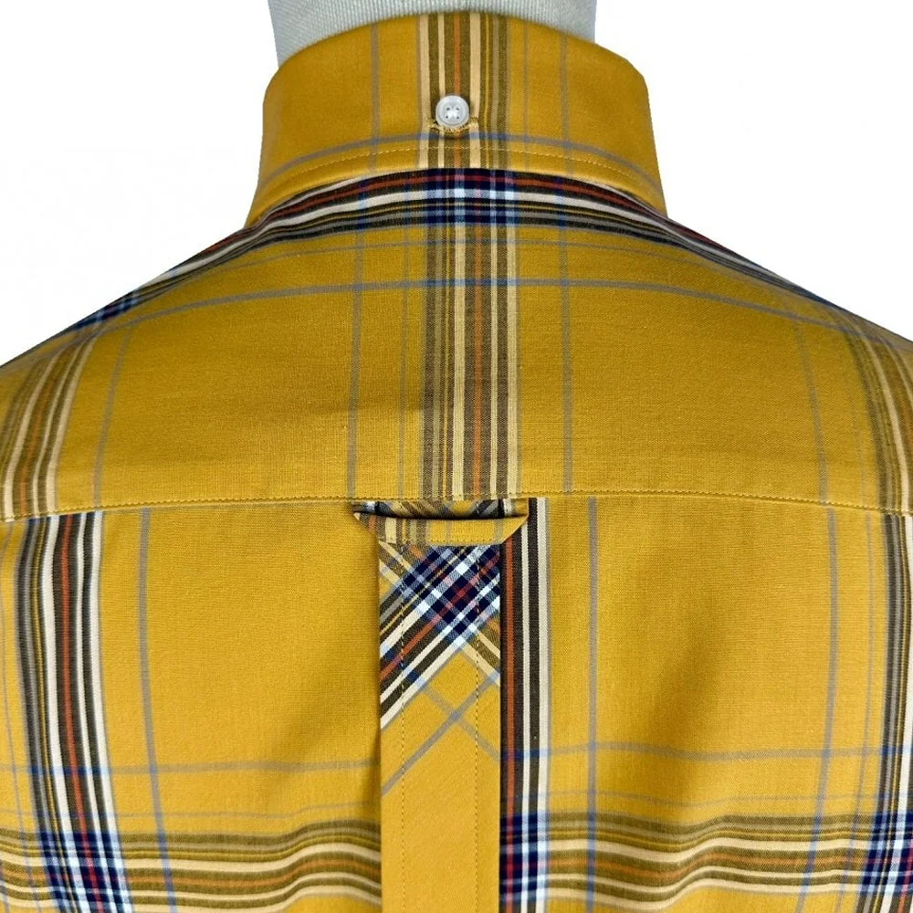 Trojan Records Classic Large Check Shirt With Pocket Square Mustard - Image 3