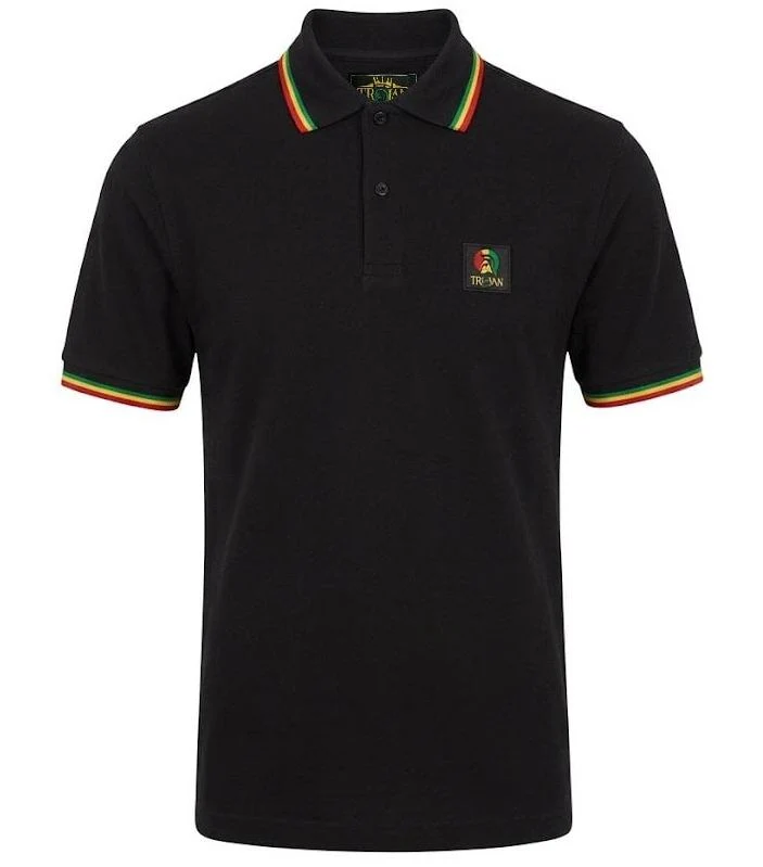 Trojan Records Flag Badge Pique Polo Shirt Rasta