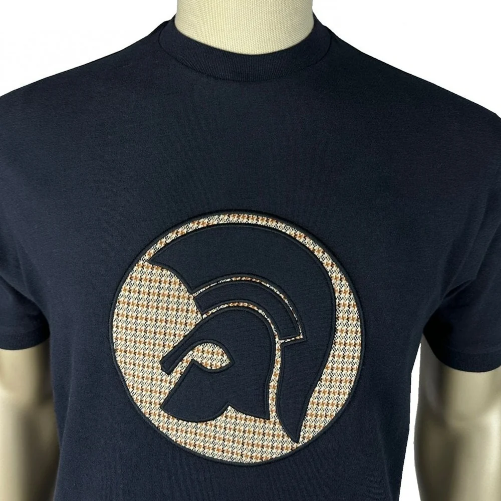 Trojan Records Houndstooth Helmet T-Shirt Navy - Image 2