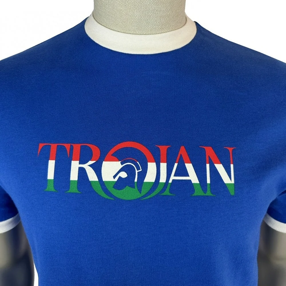 Trojan Records Logo Ringer T-Shirt Cobalt - Image 2