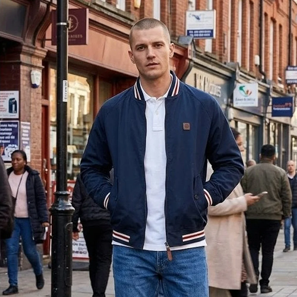 Trojan Records Multi Tipped Collar & Cuff Monkey Jacket Navy - Image 3