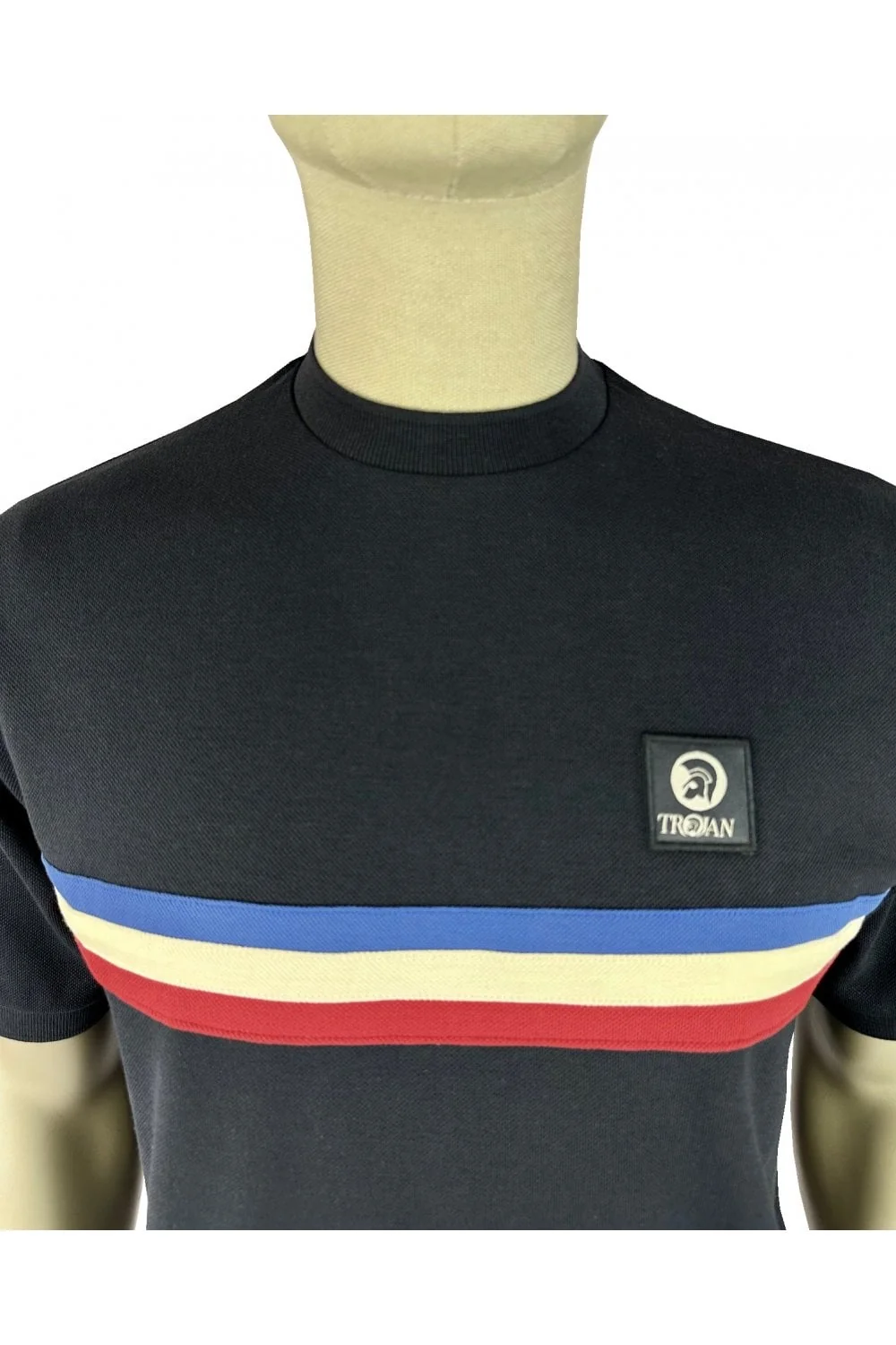 Trojan Records Retro Triple Stripe T-Shirt Navy - Image 2